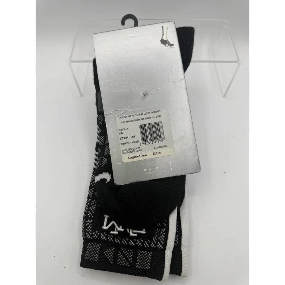 Nike Kobe Hyper Elite BHM Basketball Crew Socks (Large (8-12) Black White